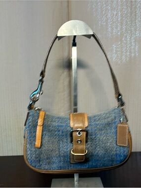 Coach Hampton Leather Tweed Hobo Shoulder Bag Vintage
